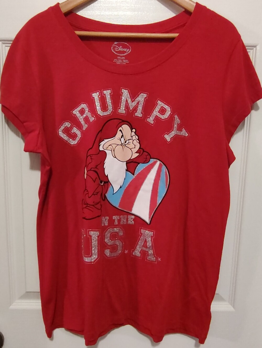 Disney Red Grumpy USA Heart Short Sleeve Tee